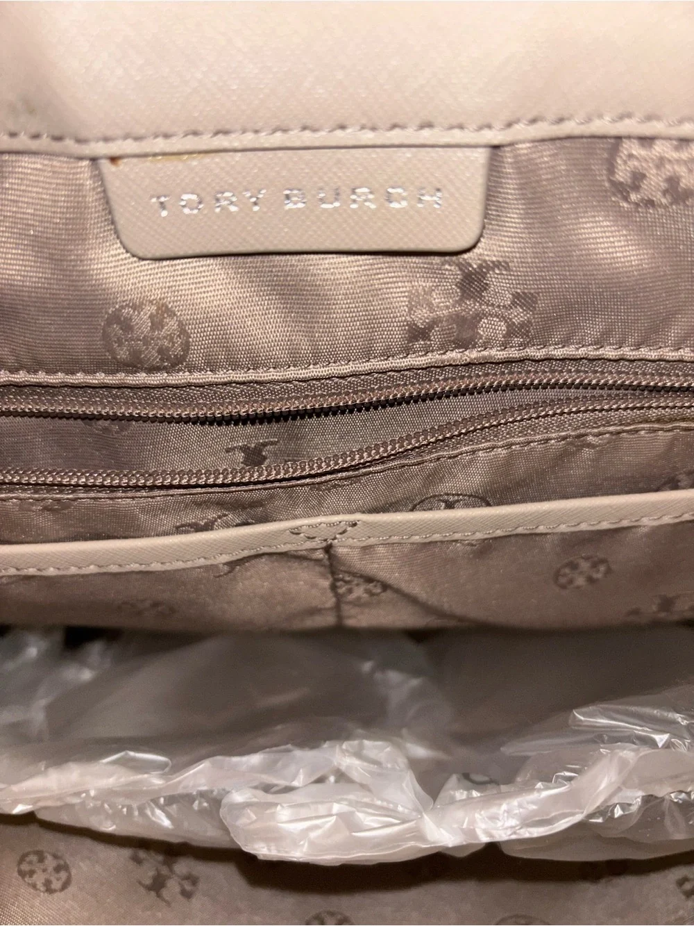 Tory Burch Gray Leather Saffiano Tote
